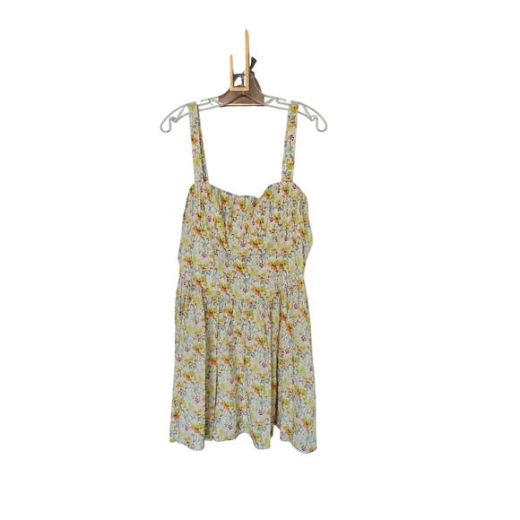 ASTR the Label Women's Beige Yellow Floral Milkmaid Mini Dress NWOT Size X-Large - Picture 6 of 16
